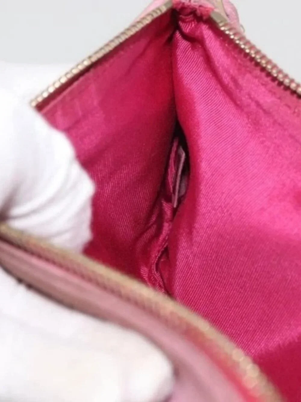 CHANEL Icon Series Pouch Suede Pink Gold CC Auth 176765